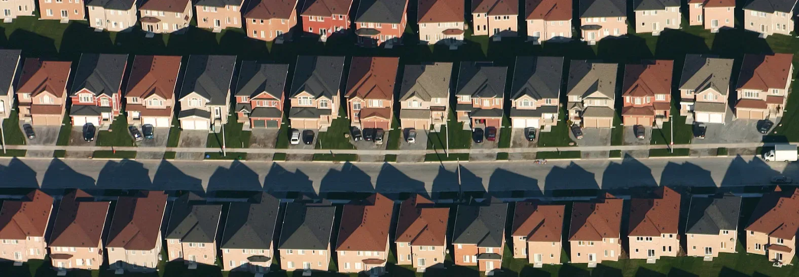 An aerial view of housing developments near Markham